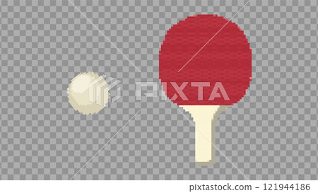 Pixel ping pong racket with ball. Design elements on a transparent background.Game development, mobile app.8-bit sprite. Pixel ping pong racket with ball. Design elements on a transparent background.Game development, mobile app.8-bit sprite. 121944186