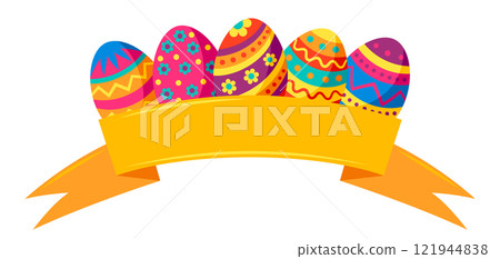 Illustration with cute Easter eggs. 121944838