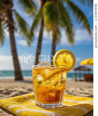 Sunny Lemon Tea Escape by the Shore 121944946