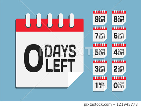 Countdown daily page calendar icon - 0 days left 121945778