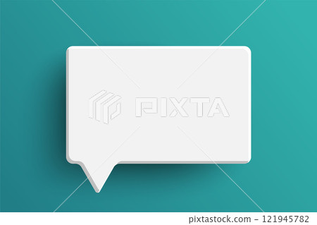 White rectangle speech bubble on green background 121945782