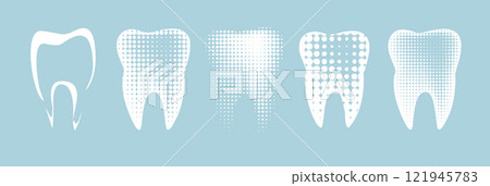 dental clinic vector logo tooth icon. hand drawn. Not AI, Vector illustration 121945783