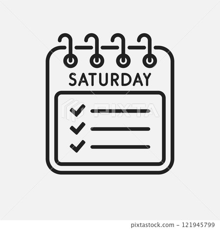 Page calendar day Saturday, to-do list, checklist 121945799