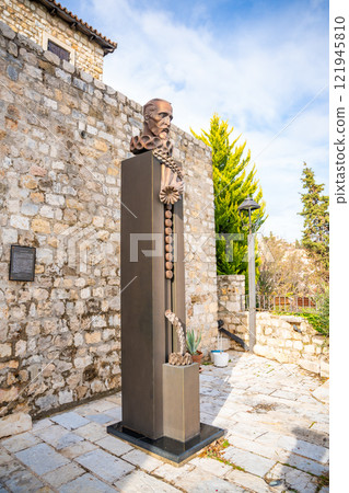 Statue of miguel cervantes in the old town of Ulcinj in montenegro Statue of miguel cervantes in the old town of Ulcinj in montenegro 121945810