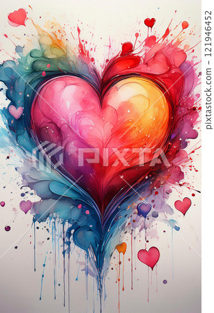 Watercolor Valentine card 121946452