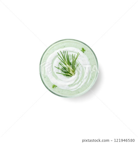 Tzatziki Smoothie - A savory blend of yogurt, cucumber, garlic, and fresh dill, served chilled in a glass. Its light Tzatziki Smoothie - A savory blend of yogurt, cucumber, garlic, and fresh dill, served chilled in a glass. Its light 121946580