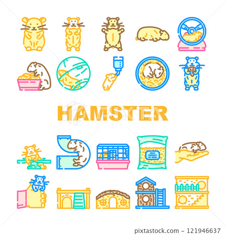 hamster hamster cute app pet coin icons set vector hamster hamster cute app pet coin icons set vector 121946637