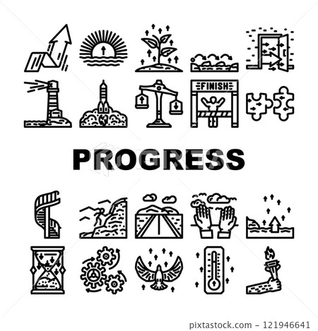 progress business success target icons set vector progress business success target icons set vector 121946641
