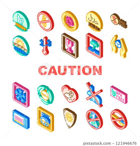 product caution label warning icons set vector 121946676