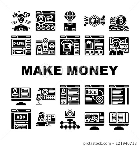 make money internet online job icons set vector 121946718