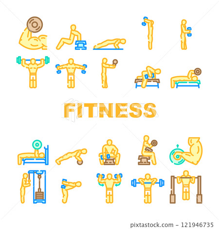 fitness exercises leg workout icons set vector fitness exercises leg workout icons set vector 121946735