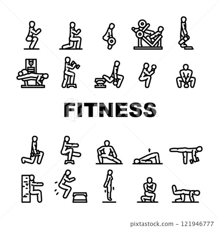 fitness exercises arm workout icons set vector fitness exercises arm workout icons set vector 121946777