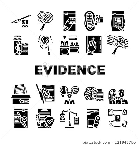 evidence crime board police icons set vector 121946790
