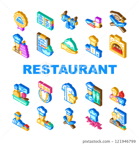 restaurant chef cook food icons set vector 121946799