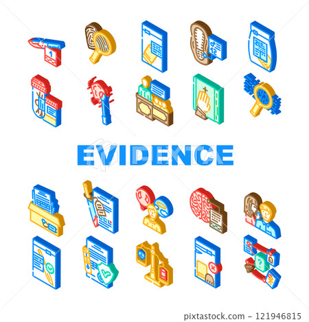 evidence crime board police icons set vector 121946815