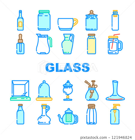 glass packaging transparency icons set vector 121946824