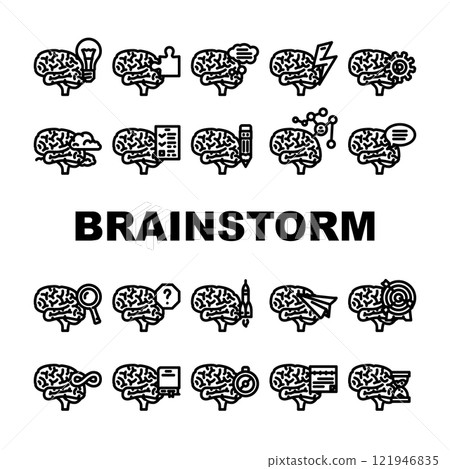brainstorm ideas creativity icons set vector 121946835