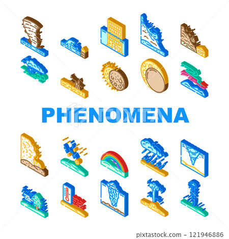 natural phenomena eclipse tsunami icons set vector natural phenomena eclipse tsunami icons set vector 121946886