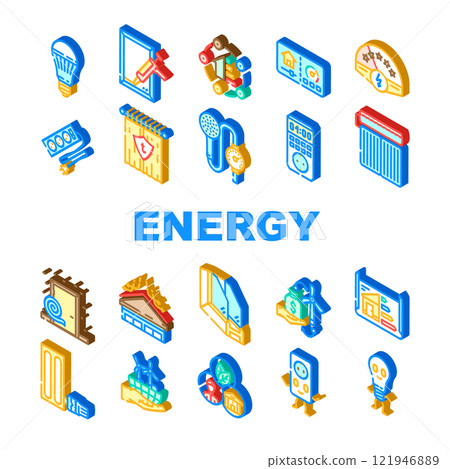 energy conservation efficiency icons set vector energy conservation efficiency icons set vector 121946889