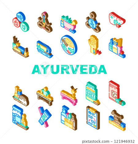 ayurveda wellness balance dosha icons set vector ayurveda wellness balance dosha icons set vector 121946932