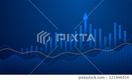 Business candle stick graph chart of stock market investment trading on blue background. Bullish point, Trend of graph. Eps10 Vector illustration 121946934