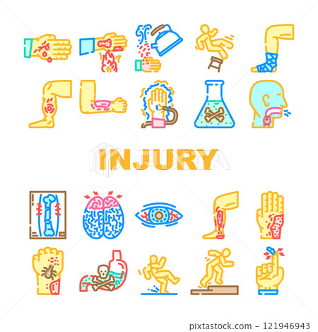household injury fall burn cut icons set vector household injury fall burn cut icons set vector 121946943
