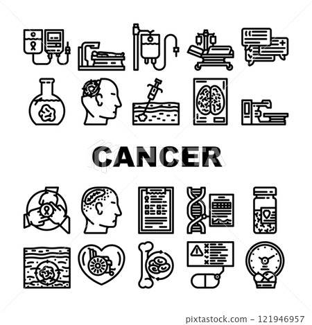 cancer treatment chemotherapy icons set vector 121946957