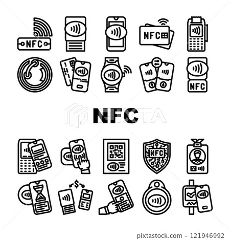 nfc technology contactless icons set vector nfc technology contactless icons set vector 121946992