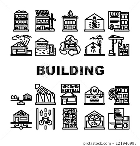 green building sustainability eco icons set vector green building sustainability eco icons set vector 121946995