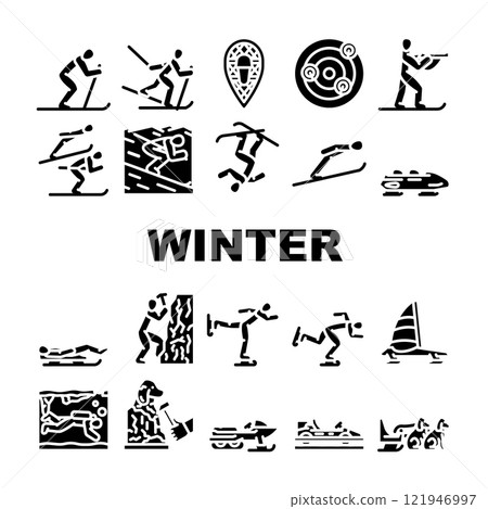 winter sport skiing snowboarding icons set vector winter sport skiing snowboarding icons set vector 121946997