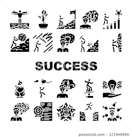 success life achievement goal icons set vector success life achievement goal icons set vector 121946999