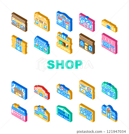 shop store retail purchase sale icons set vector 121947034