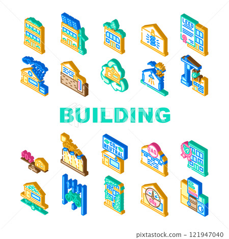 green building sustainability eco icons set vector 121947040