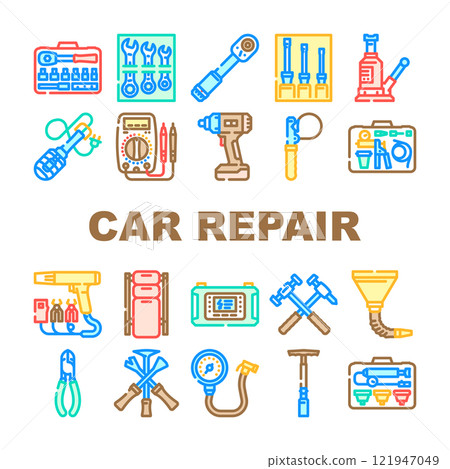 car repair tools icons set vector car repair tools icons set vector 121947049