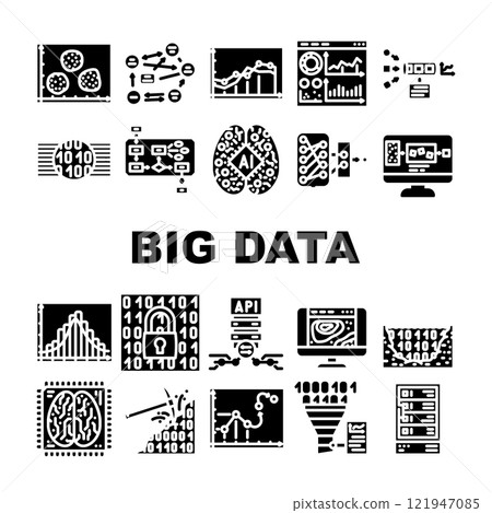 big data analytics hadoop icons set vector big data analytics hadoop icons set vector 121947085