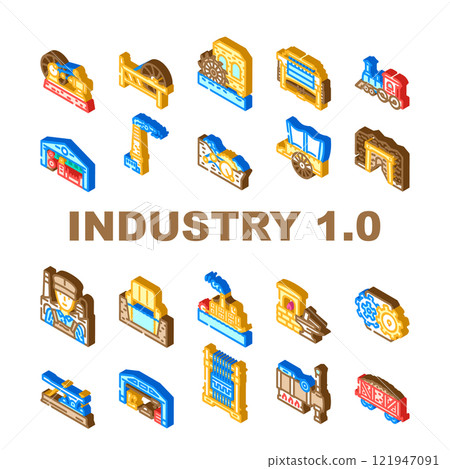 industry 1 industrialization icons set vector 121947091