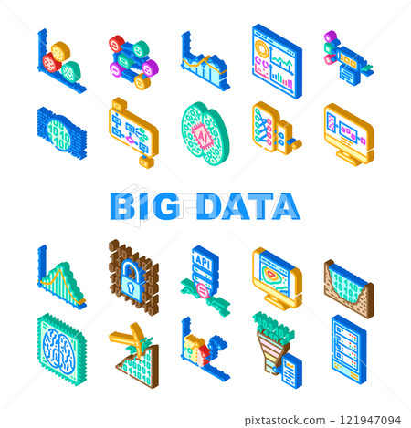 big data analytics hadoop icons set vector big data analytics hadoop icons set vector 121947094