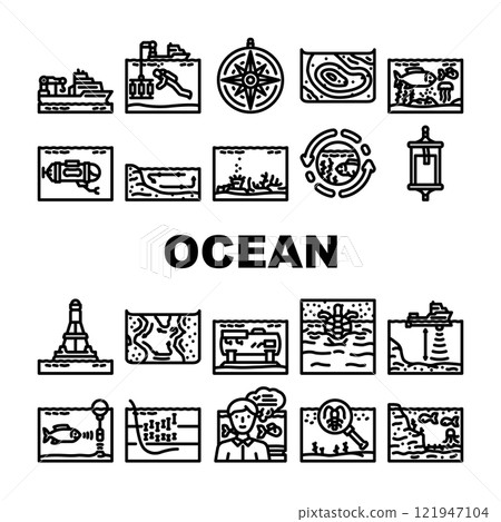 world ocean marine biodiversity icons set vector 121947104