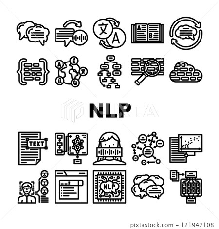 natural language processing nlp icons set vector 121947108