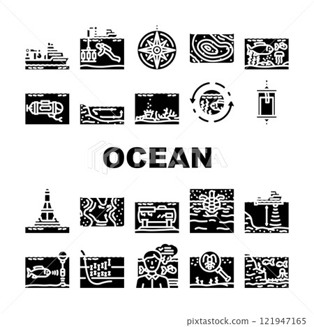 world ocean marine biodiversity icons set vector 121947165