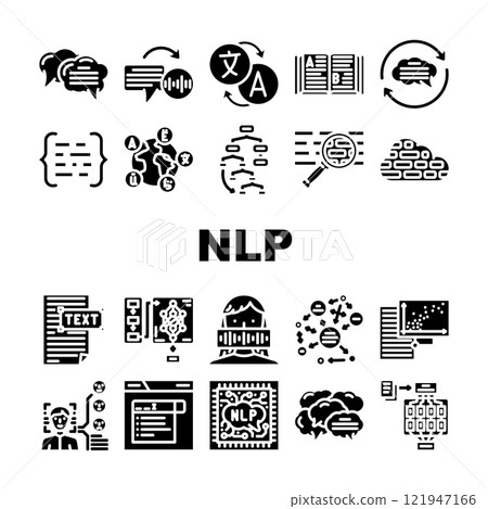 natural language processing nlp icons set vector 121947166