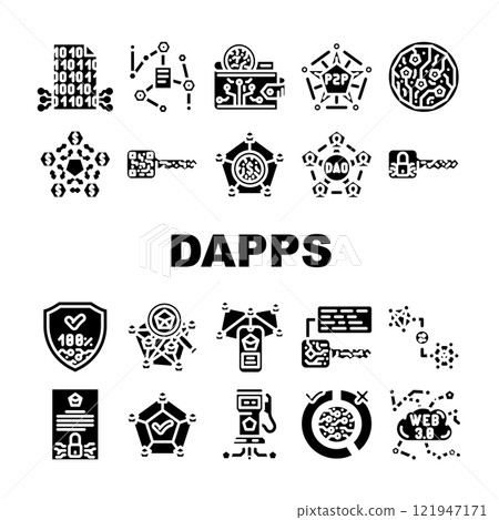 decentralized applications dapps icons set vector 121947171