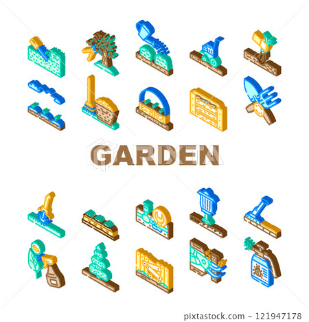 garden maintenance mulching icons set vector 121947178