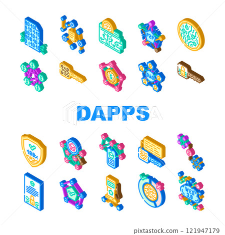 decentralized applications dapps icons set vector 121947179