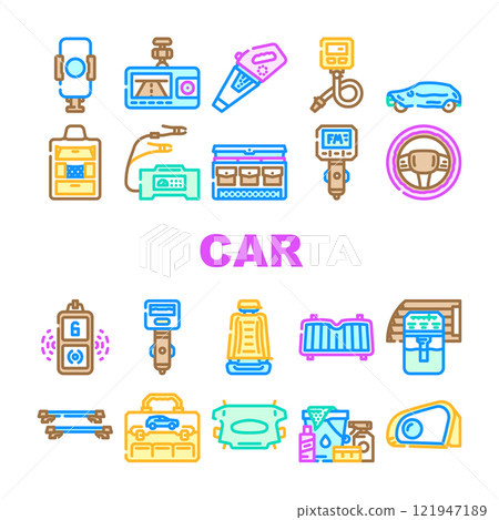 car accessories floor mats seat icons set vector car accessories floor mats seat icons set vector 121947189