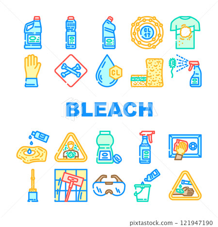 bleach clean germicide disinfect icons set vector bleach clean germicide disinfect icons set vector 121947190