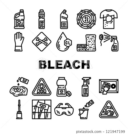 bleach clean germicide disinfect icons set vector bleach clean germicide disinfect icons set vector 121947199