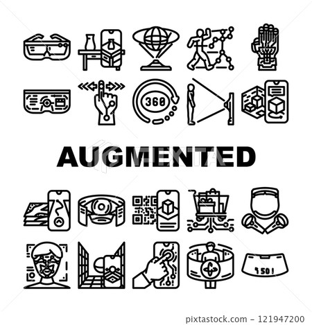augmented reality virtual ar vr icons set vector augmented reality virtual ar vr icons set vector 121947200