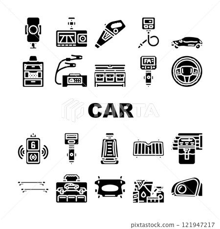 car accessories floor mats seat icons set vector car accessories floor mats seat icons set vector 121947217