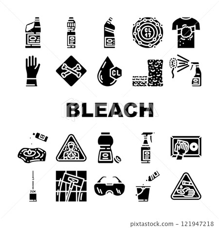bleach clean germicide disinfect icons set vector 121947218